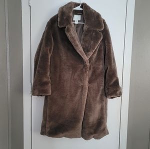 H&M faux fur long teddy coat